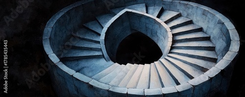 An artistic spiral staircase capturing elegant curves and shadows, showcasing modern architecture and design inspiration.