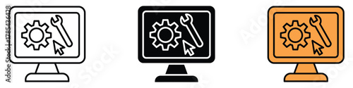 Tools icon vector. computer setup repair and maintenance services symbol. vector illustration.