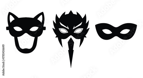 Find halloween party masks costume masks masquerade masks vector icons