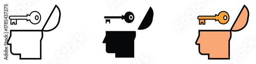 Open mind icon vector. key opening new ideas and insights symbol. vector illustration.