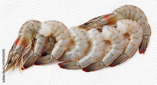 Raw Shrimp with Shell on Transparent Background