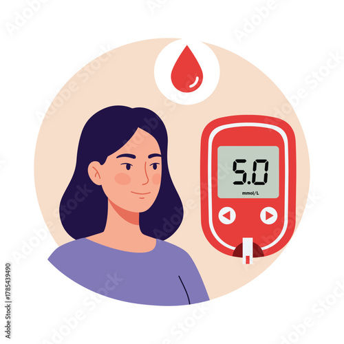 Diabetes Blood Sugar Monitoring Illustration