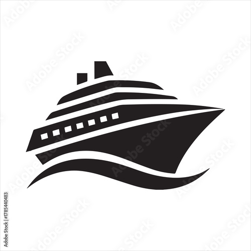 cruise ship travel logo silhouette icon vector illustration