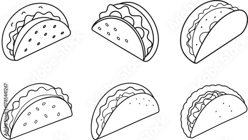 taco outline vector illustration line art