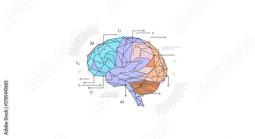 Digital brain representation with interconnected elements and artificial