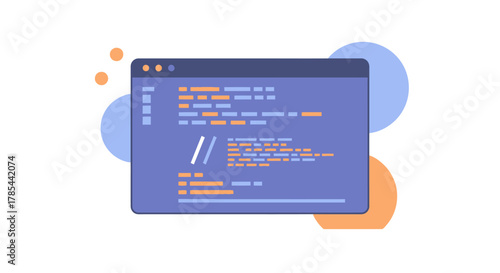 Illustration of web development and programming with code interface