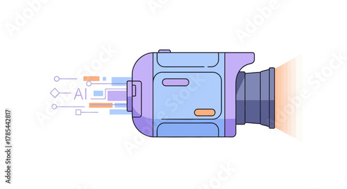 Camera with AI technology generating stream of data and light beams