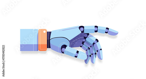 Robotic hand with pointing finger in modern flat design style