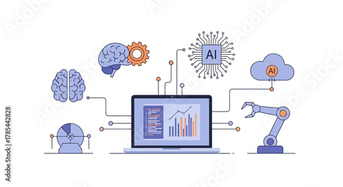 Artificial Intelligence Concepts Laptop Data Processing and Robotics Automation