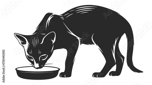 Vector Graphic of a Kitten Drinking Dairy.
