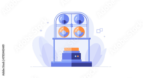 Abstract illustration of a creative machine for innovation and development