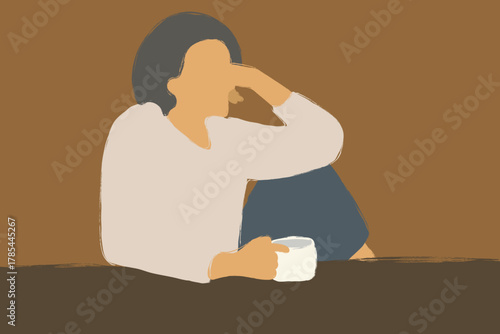 Quiet Moment of Reflection  Person Drinking Tea or Coffee