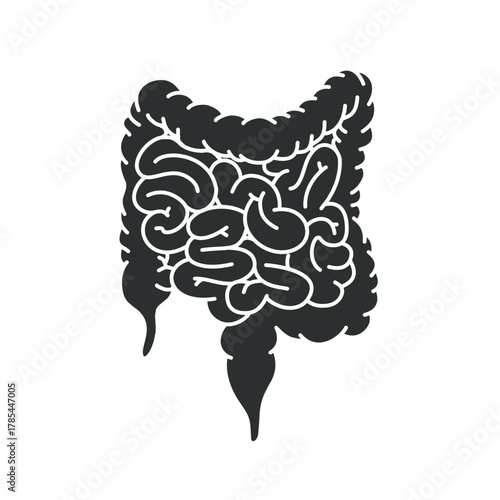 Intestine organ logo flat design, intestines icon, simple hand drawn organ vector illustration, flat design element. Illustration design for, logo, symbol, icon, and emblem.