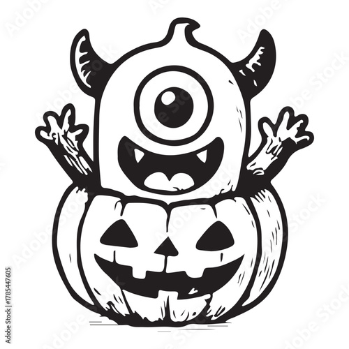 Cute One-Eyed Monster Halloween Vector