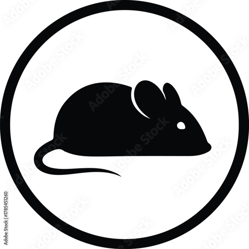Vector mouse rodent black and white circle silhouette illustration