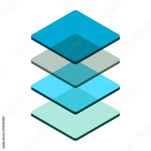 Deep Learning Layers Icon. Stack of Transparent Blue Squares Vector Icon. 