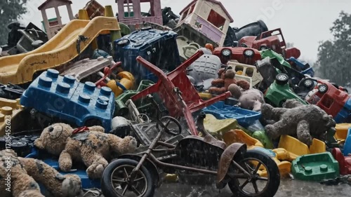 Recycling center in mountain landscape