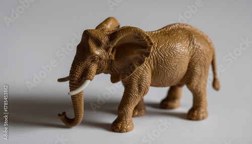 brown elephant plastic toy for kid isolated on white background