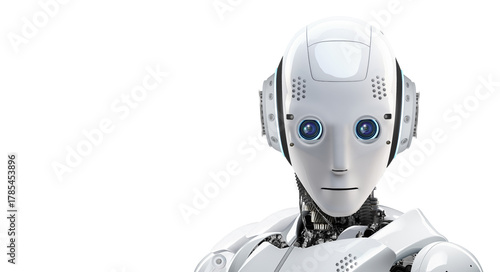 white robot and technology graphic background