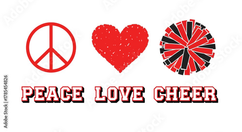 Peace love cheer vector design for print on demand products graphic art