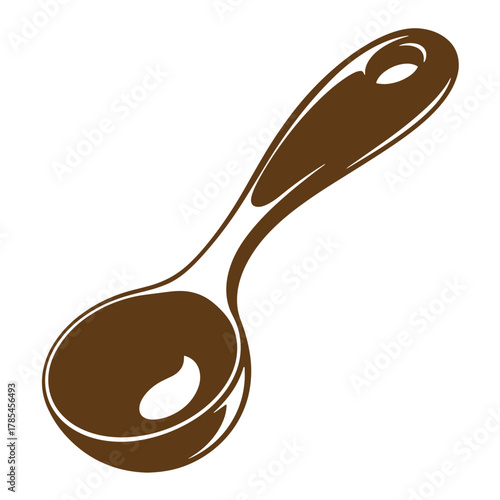 Brown vintage art illustration of a spoon isolated on a white background