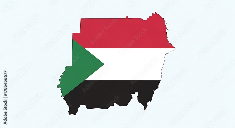Fototapeta premium map of sudan with national flag colors, country shape silhouette design on white background.