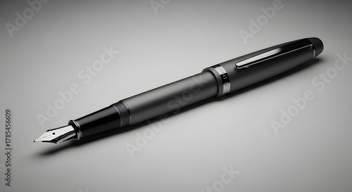 Wallpaper Mural Elegant dark grey fountain pen with silver accents, showcasing a fine nib for smooth writing and artistic expression Torontodigital.ca