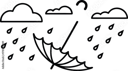 Broken Umbrella in a Storm Outline