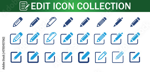 Edit Icon Collection Set. Pen and Pencil Symbols for Interface Design. Vector Illustration 