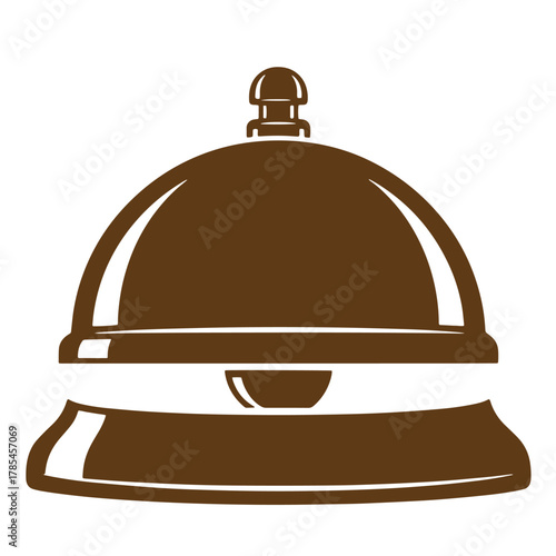 Classic brown vintage art of a service bell icon for hospitality and customer service