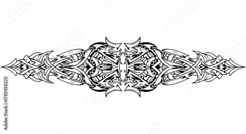Intricate Abstract Symmetric Ornament with Gothic and Tribal Influences, Vector Graphic Design