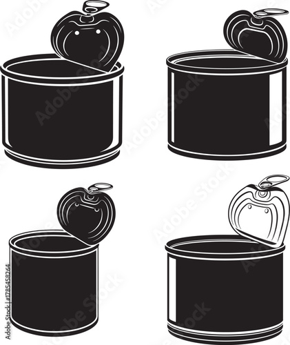 Four canned tomatoes silhouette