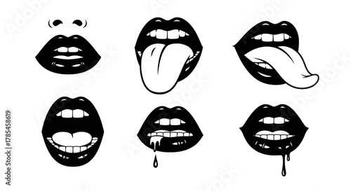 dynamic lip expressions vector artwork vibrant mouth gestures set design