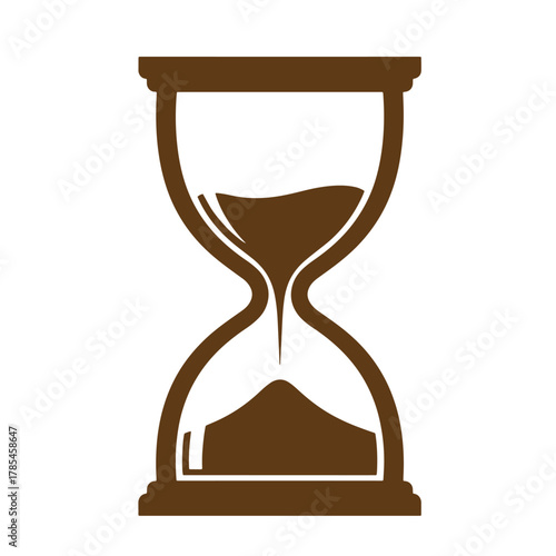 Classic hourglass illustration in brown color representing time passing vintage art concept