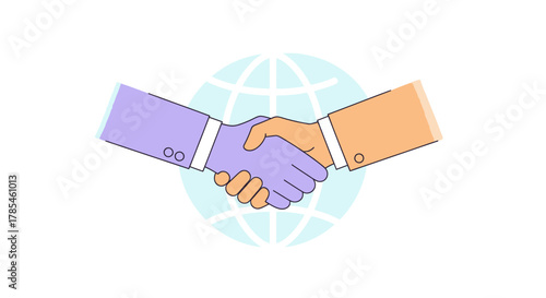 Global partnership agreement illustration showcasing international business
