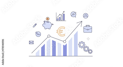 Business growth and finance management concept illustration