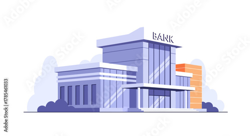 Modern Bank Building Exterior Illustration Financial Institution Facade