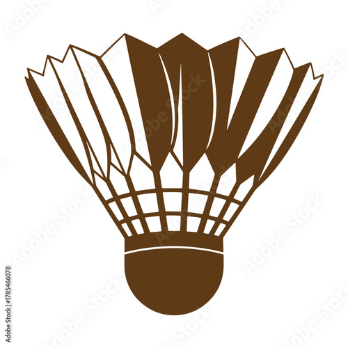 Brown badminton shuttlecock illustration a simple vintage art representation isolated on white