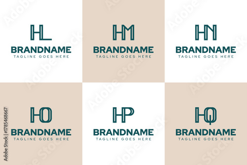 Letters HL HM HN HO HP HQ Logo Monogram Set, for LH MH NH OH PH QH initials