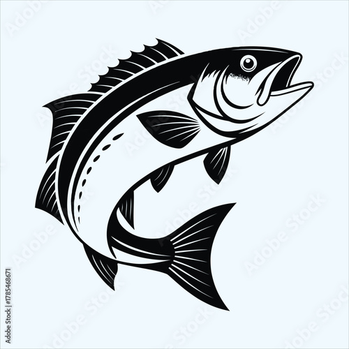 Illustration of a leaping fish isolated on white background