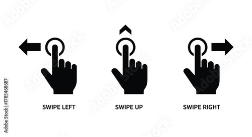 Swipe gestures vector illustration set left right up touch screen icons
