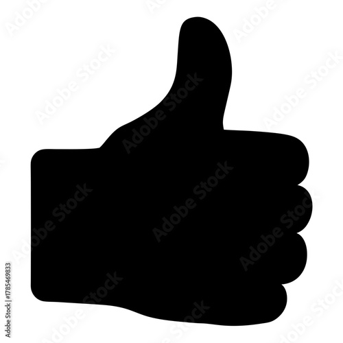 Black silhouette of a hand giving a thumbs up gesture approval