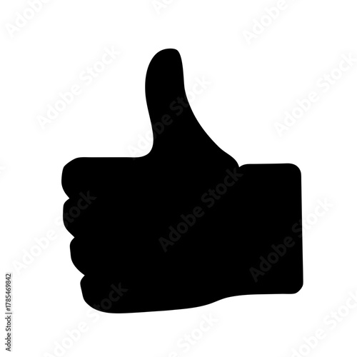 Black Silhouette of a Hand Giving a Thumbs Up Gesture on White