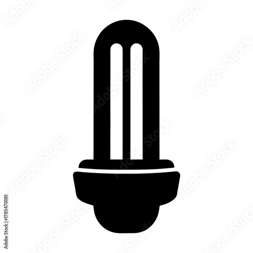 Black silhouette illustration of a compact fluorescent light bulb with two tubes