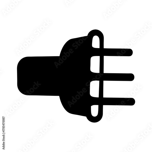 Icon of a three pronged power plug used for electric appliances