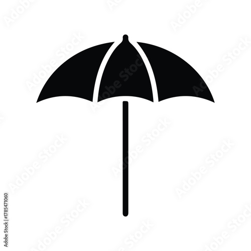 Beach Umbrella Silhouette Flat Vector Icon