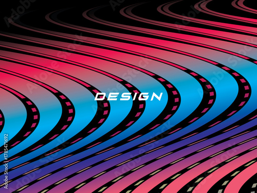 Abstract vector wavy light lines flowing dynamic colorful. isolated on black background for concept of energy, technology, digital, science, music, etc.	