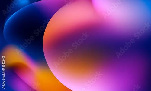 Bright, abstract colorful background with glowing purple and pink waves of light and dynamic blue motion lines creating a vibrant rainbow pattern
