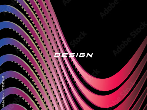 Abstract vector wavy light lines flowing dynamic colorful. isolated on black background for concept of energy, technology, digital, science, music, etc.	