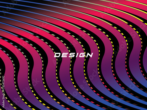 Abstract vector wavy light lines flowing dynamic colorful. isolated on black background for concept of energy, technology, digital, science, music, etc.	